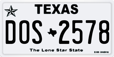 TX license plate DOS2578