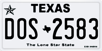 TX license plate DOS2583