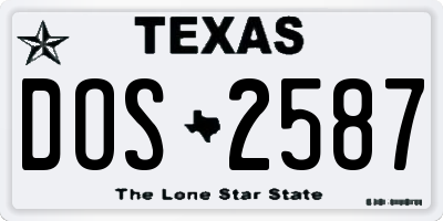 TX license plate DOS2587