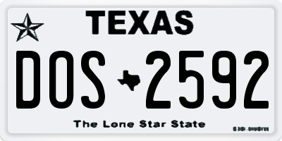 TX license plate DOS2592