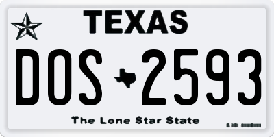 TX license plate DOS2593