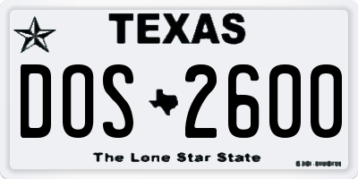 TX license plate DOS2600