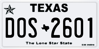TX license plate DOS2601