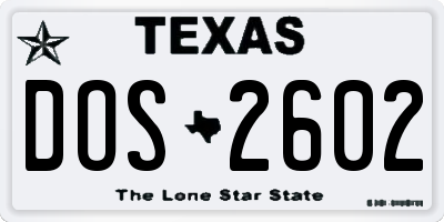 TX license plate DOS2602