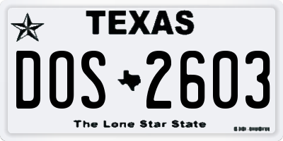 TX license plate DOS2603