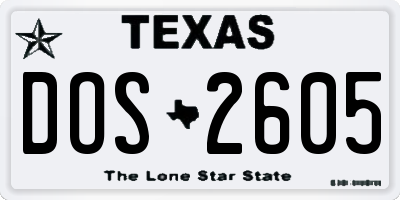 TX license plate DOS2605