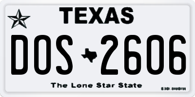 TX license plate DOS2606