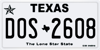 TX license plate DOS2608
