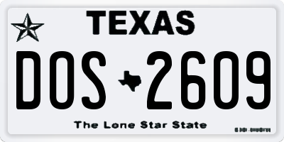 TX license plate DOS2609