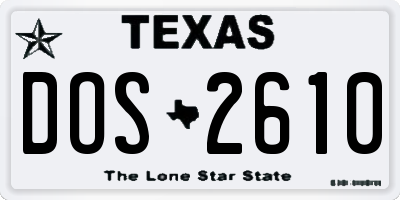 TX license plate DOS2610