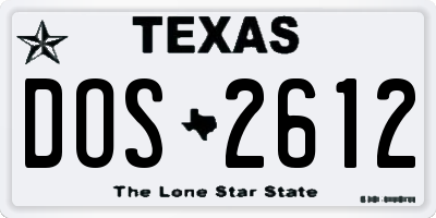 TX license plate DOS2612