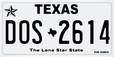 TX license plate DOS2614