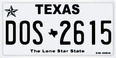 TX license plate DOS2615