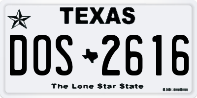 TX license plate DOS2616