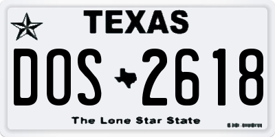 TX license plate DOS2618