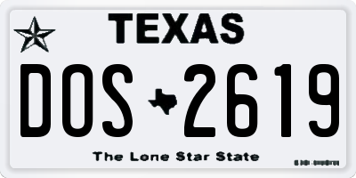 TX license plate DOS2619