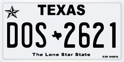 TX license plate DOS2621