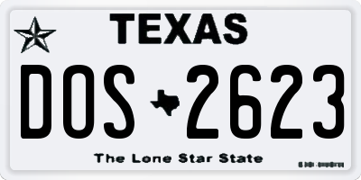 TX license plate DOS2623