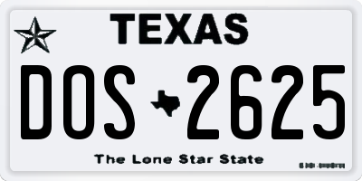 TX license plate DOS2625