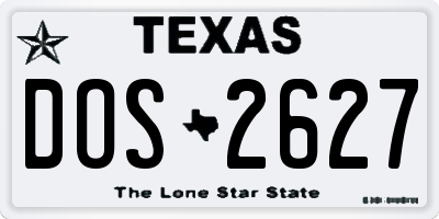 TX license plate DOS2627