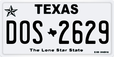 TX license plate DOS2629