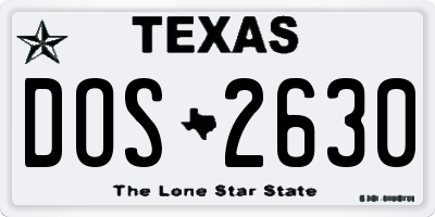 TX license plate DOS2630