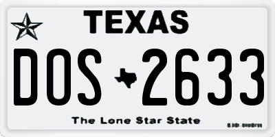 TX license plate DOS2633