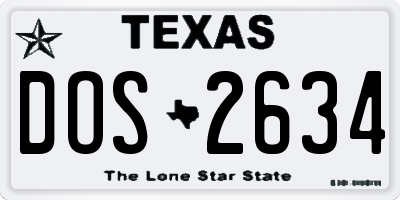 TX license plate DOS2634