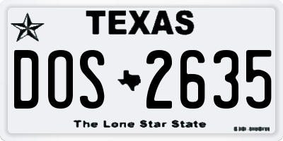 TX license plate DOS2635