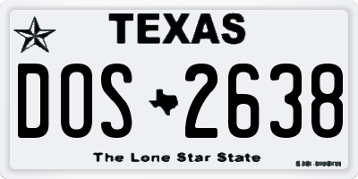 TX license plate DOS2638