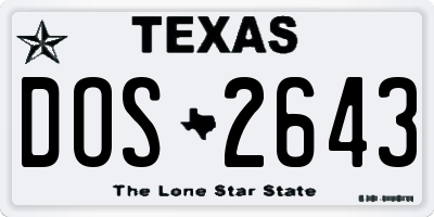 TX license plate DOS2643