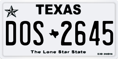 TX license plate DOS2645