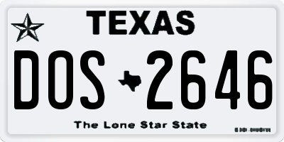 TX license plate DOS2646