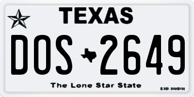 TX license plate DOS2649