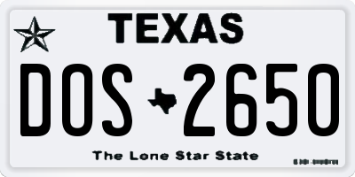 TX license plate DOS2650