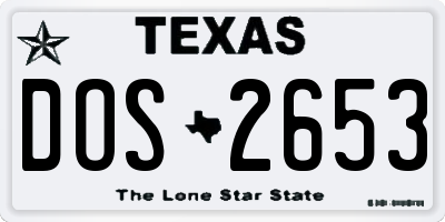 TX license plate DOS2653