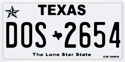TX license plate DOS2654