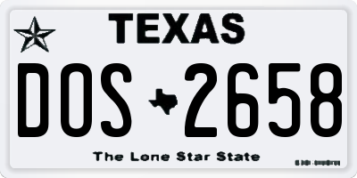 TX license plate DOS2658