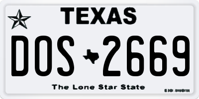 TX license plate DOS2669