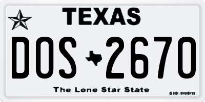 TX license plate DOS2670