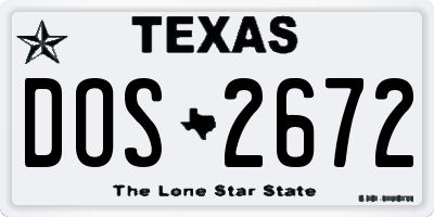 TX license plate DOS2672