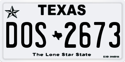 TX license plate DOS2673