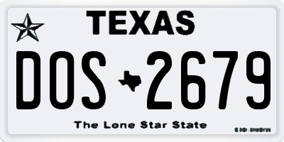 TX license plate DOS2679