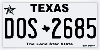 TX license plate DOS2685