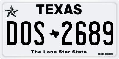 TX license plate DOS2689