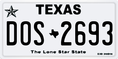 TX license plate DOS2693