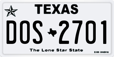 TX license plate DOS2701