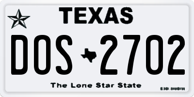 TX license plate DOS2702