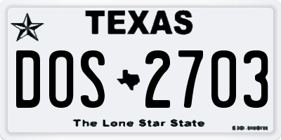 TX license plate DOS2703