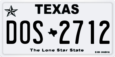 TX license plate DOS2712